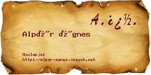 Alpár Ágnes névjegykártya