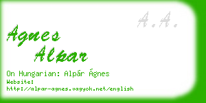 agnes alpar business card